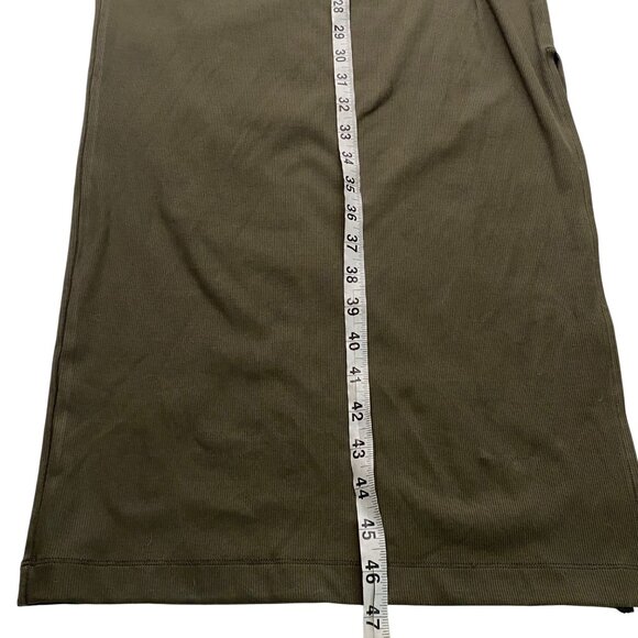 Vuori Pose Sands Ribbed stretch Sleeveless Midi Dress Oregano Olive active athle - Picture 10 of 11